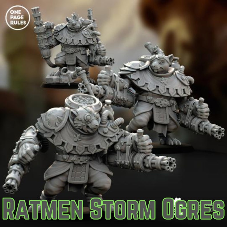 Ratmen Storm Ogres Stl File Pack DND Stl Files D and D Minis Opr Ratmen