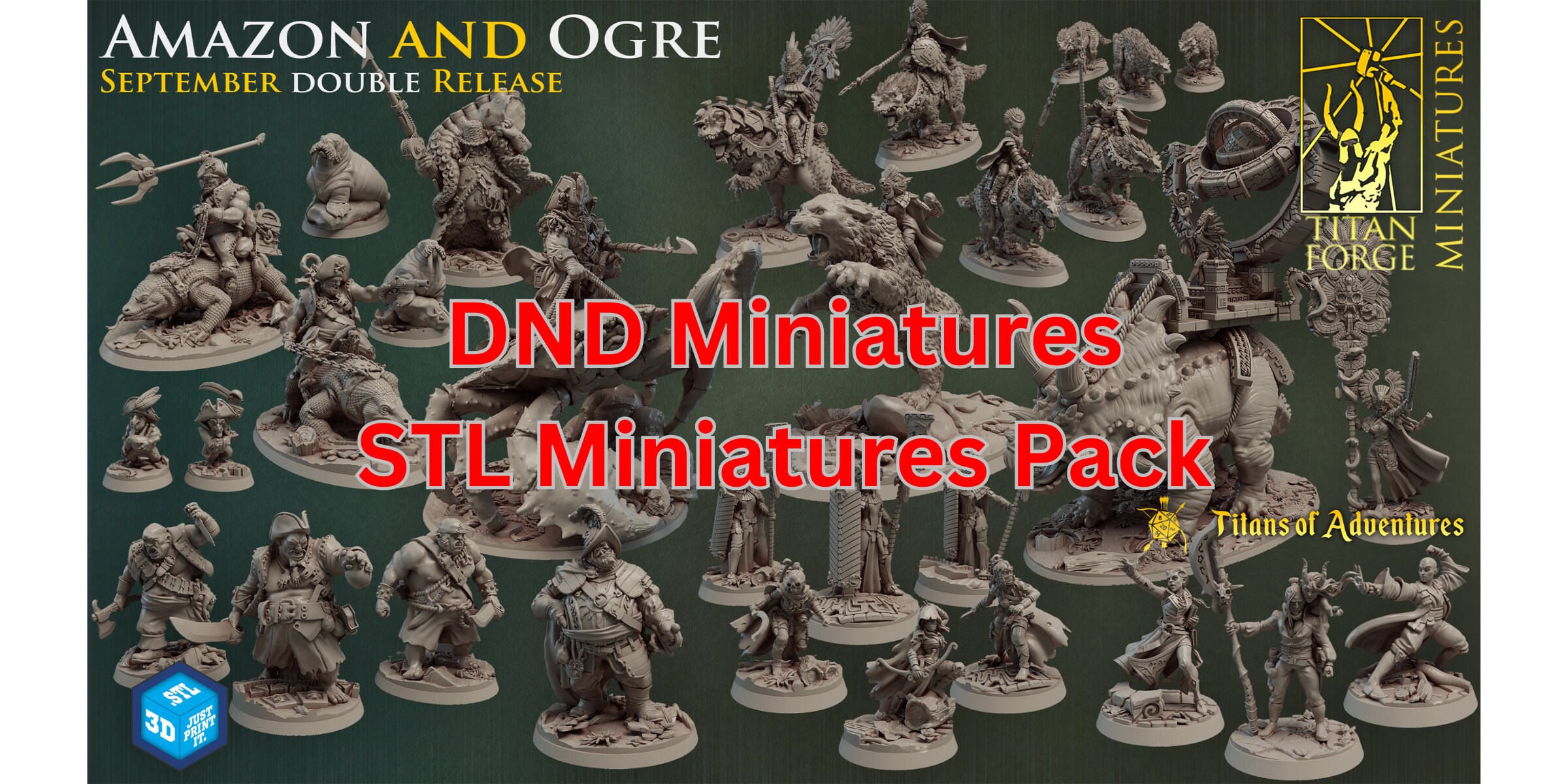 Amazon and Ogres Stl Files Roleplaying Models Lizardmen D&D