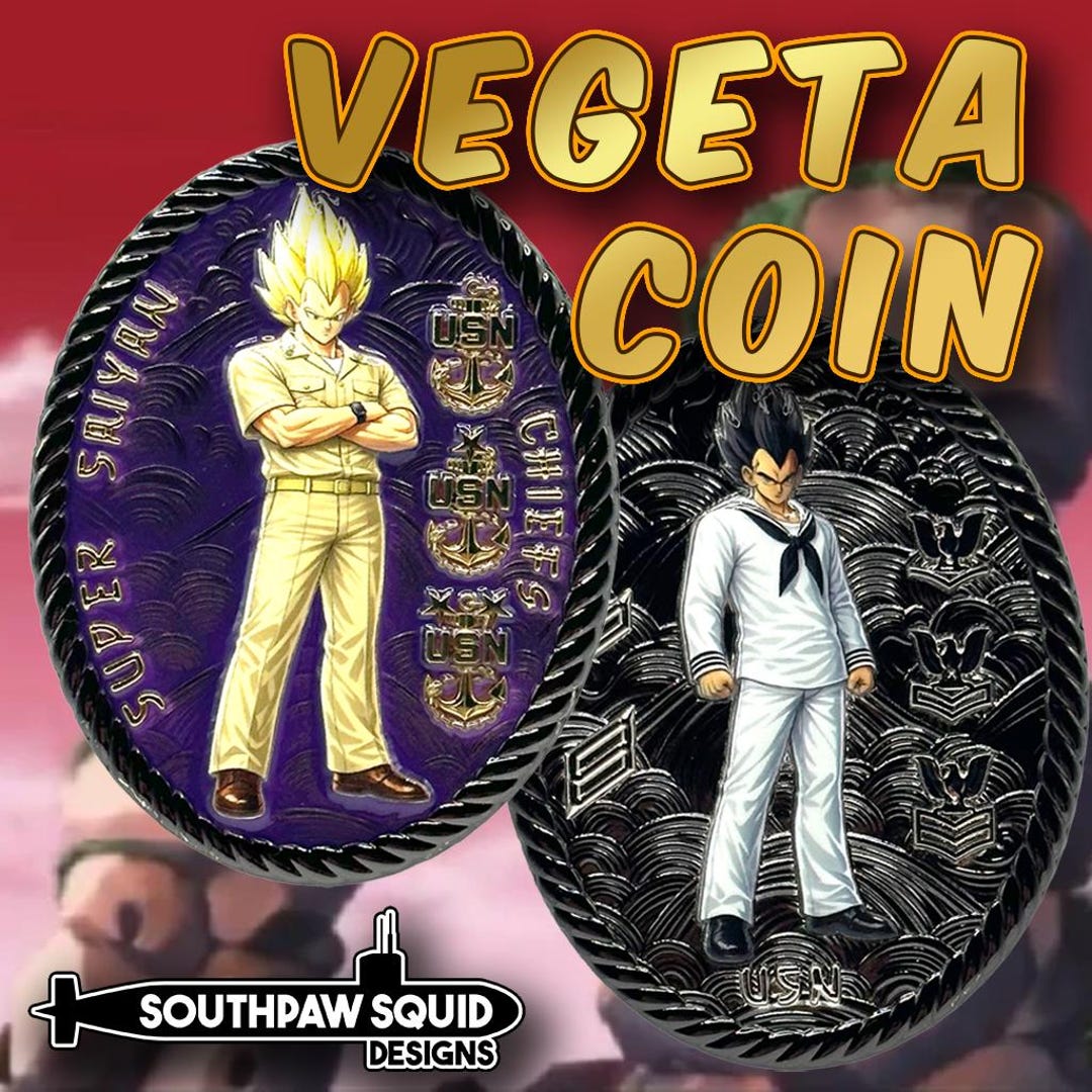 Vegeta Challenge Coin | US Navy Chief Khakis & Dress Whites | DBZ