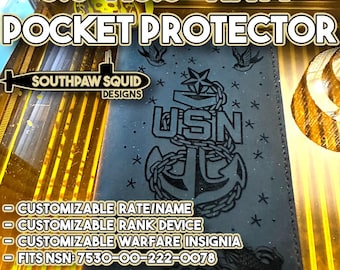 Tasca protettiva per blocco note in vera pelle blu navy con incisione personalizzata da 3,5" x 5,5" per CPO, scpo, MCPO, fcpo, 7530-00-222-0078, master senior chief