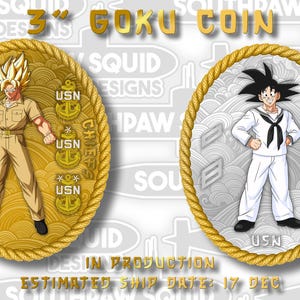 PREORDER*** Goku Challenge Coin | US Navy Chief Khakis & Dress Whites | DBZ Inspired Military Gift