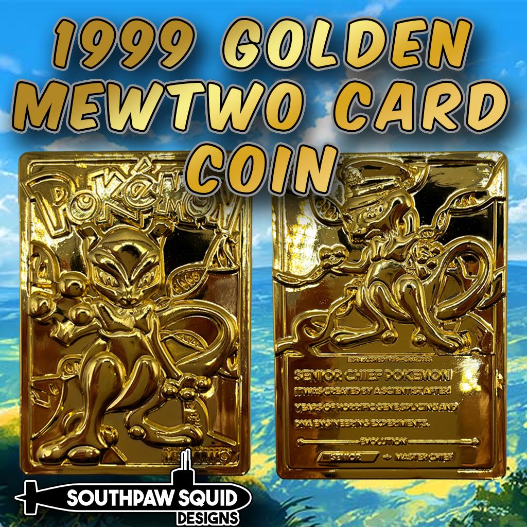1999 pokemon gold card mewtwo - EX 54/99 2.25 Soft Enamel Pin 2 Pin posts with blue rubber clutches Epoxy fill for a smooth glossy finish Gold enamel and gold plated metal finish Togepi and Mewtwo are now complete which leaves 4 Pokmon remaining in the set Gilded Mewtwo Pin - Pokemon