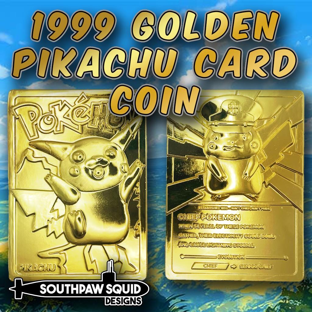 Gold Pikachu Card - Etsy Gold Pikachu Card - Etsy
