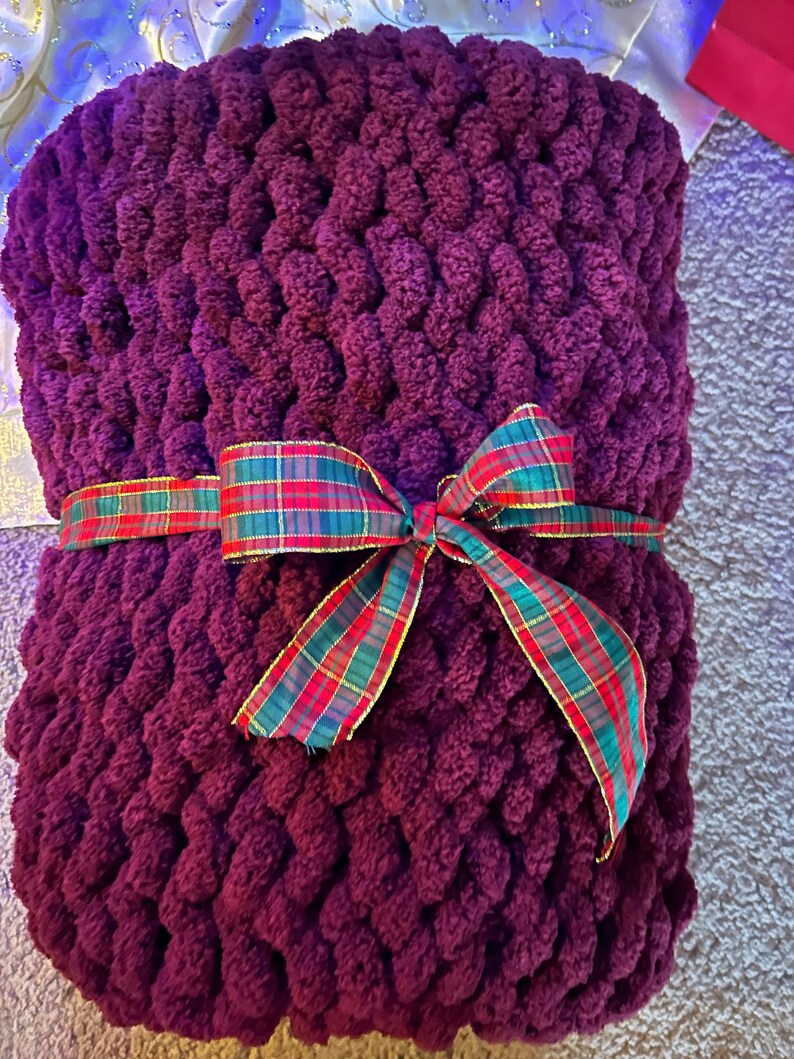 Chunky Hand Knit Blanket Etsy