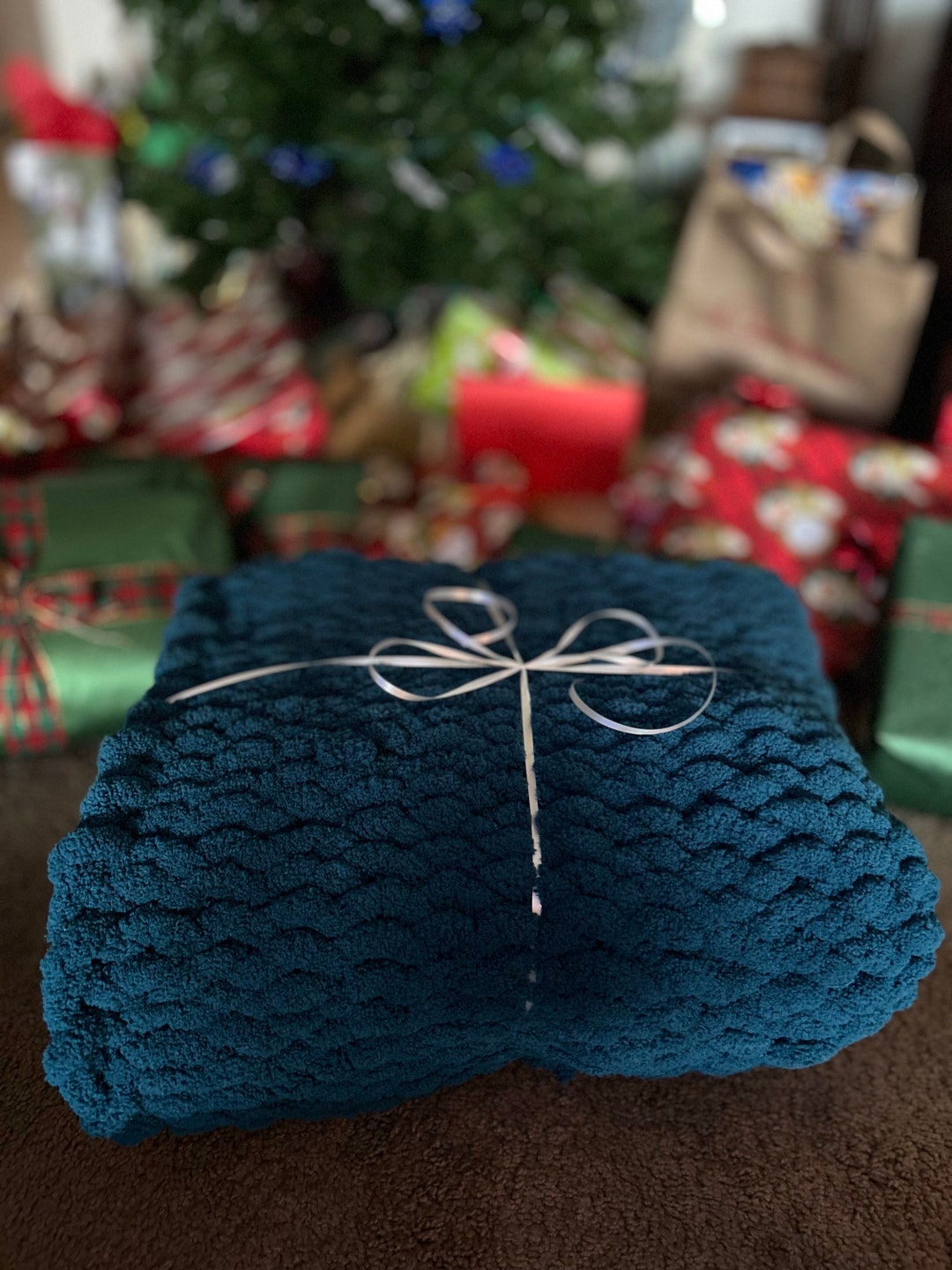 Chunky Hand Knit Blanket Etsy