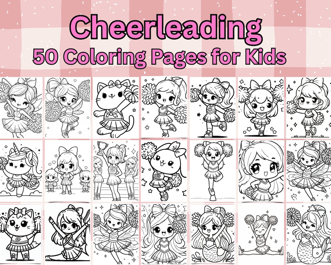 Bundle 50 Cheerleading Coloring Pages PDF Cheer Activity Sheets for ...
