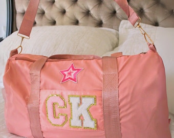 Custom Dance Bag for Girls Personalized Name Duffle Bag Gymnastics Bag Cheerleading Bag Travel Duffle Bag Small Pink Bag Overnight for Girls
