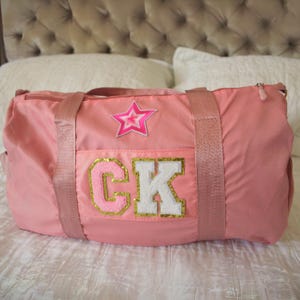 Personalized Dance Bag for Girls Custom Name Duffle Bag Cheerleading Bag Gymnastics Bag Small Overnight Bag Pink Travel Tote for Kids