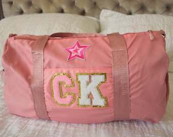 Personalized Dance Bag for Girls Custom Name Duffle Bag Cheerleading Bag Gymnastics Bag Small Overnight Bag Pink Travel Tote for Kids