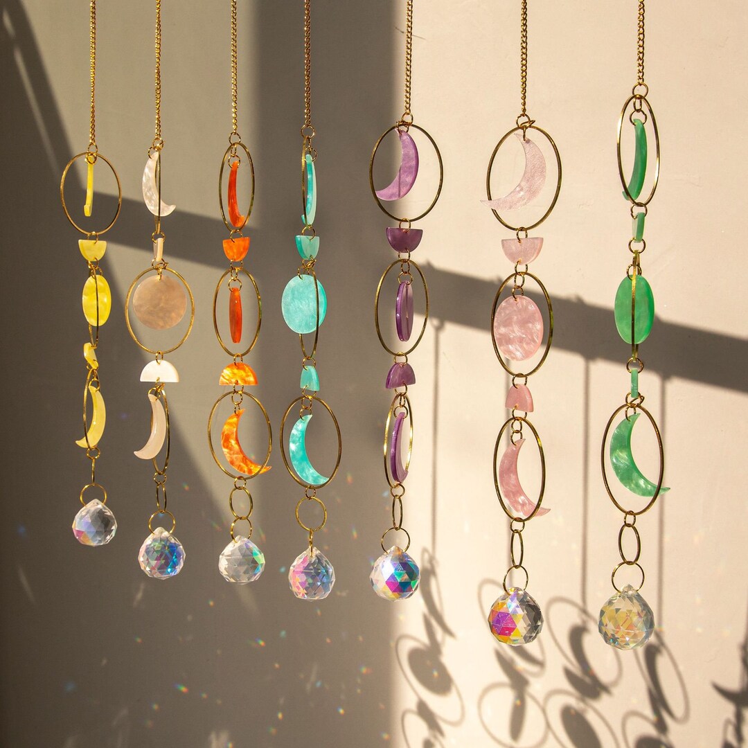 Moon Crystal Suncatcher Handmade Home Decor Rainbow Maker - Etsy