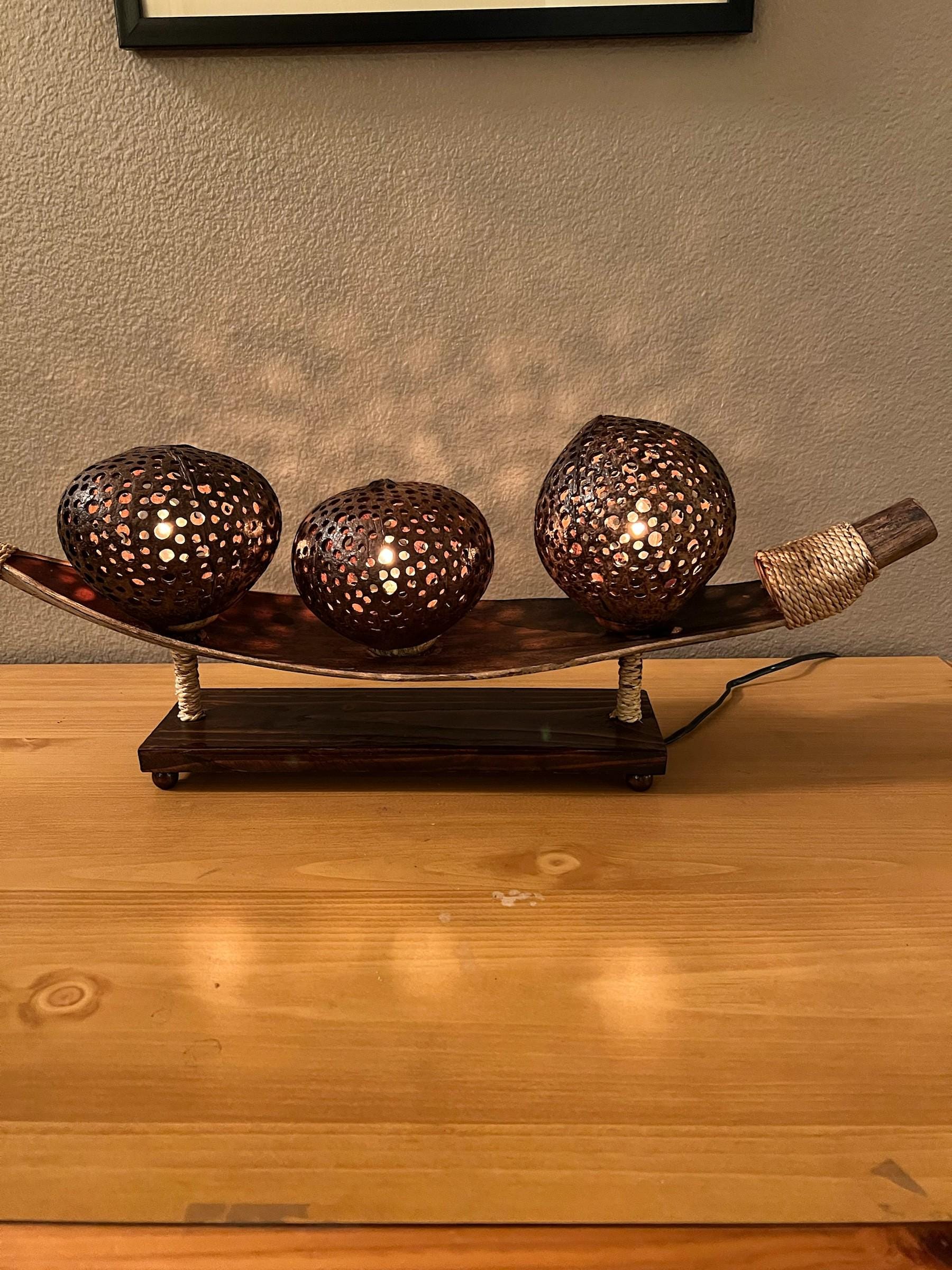 Handcrafted Coconut Shell Foyer Table Lamp: Tropical Home Decor. - Etsy