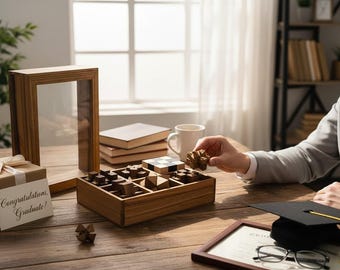Wooden Brain Teaser Puzzle Set and Dominoes: Graduation and Father’s Day Gift