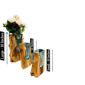 PRE-ORDER-Melted Glass Vase on Teakwood: Handcrafted Organic Sculpture. image 2