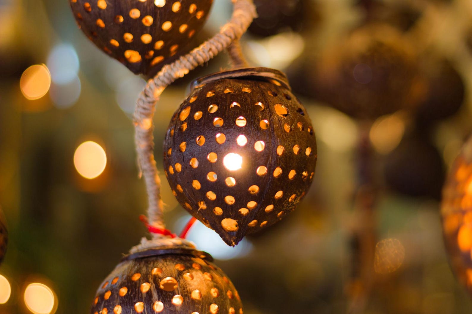 Coconut Shell String Handmade Coconut Shell String Lights – Boho Outdoor Patio Lights ...