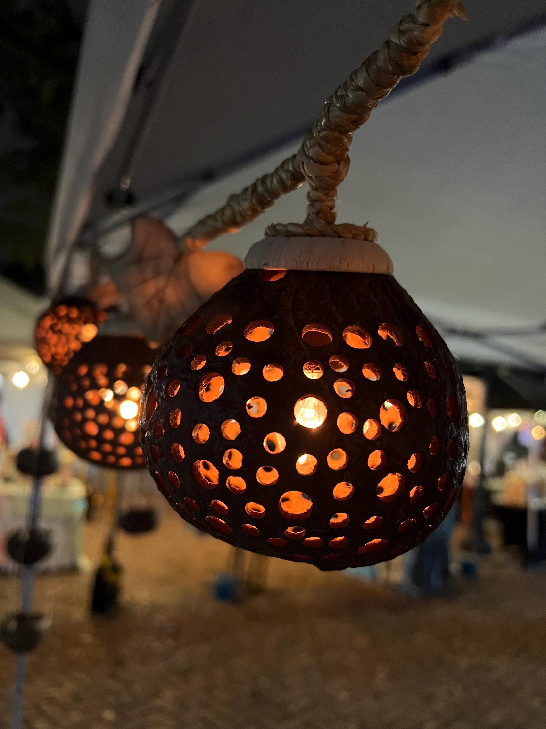 Light Shell Thing Handmade Coconut Shell String Lights – Boho Outdoor Patio Lights ...