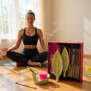 Incense Holder Aromatherapy Gift Set - A Journey of Scent and Serenity. Festive Gift. Indian Festivals. Meditation/Yoga Gift. Holiday Gift.