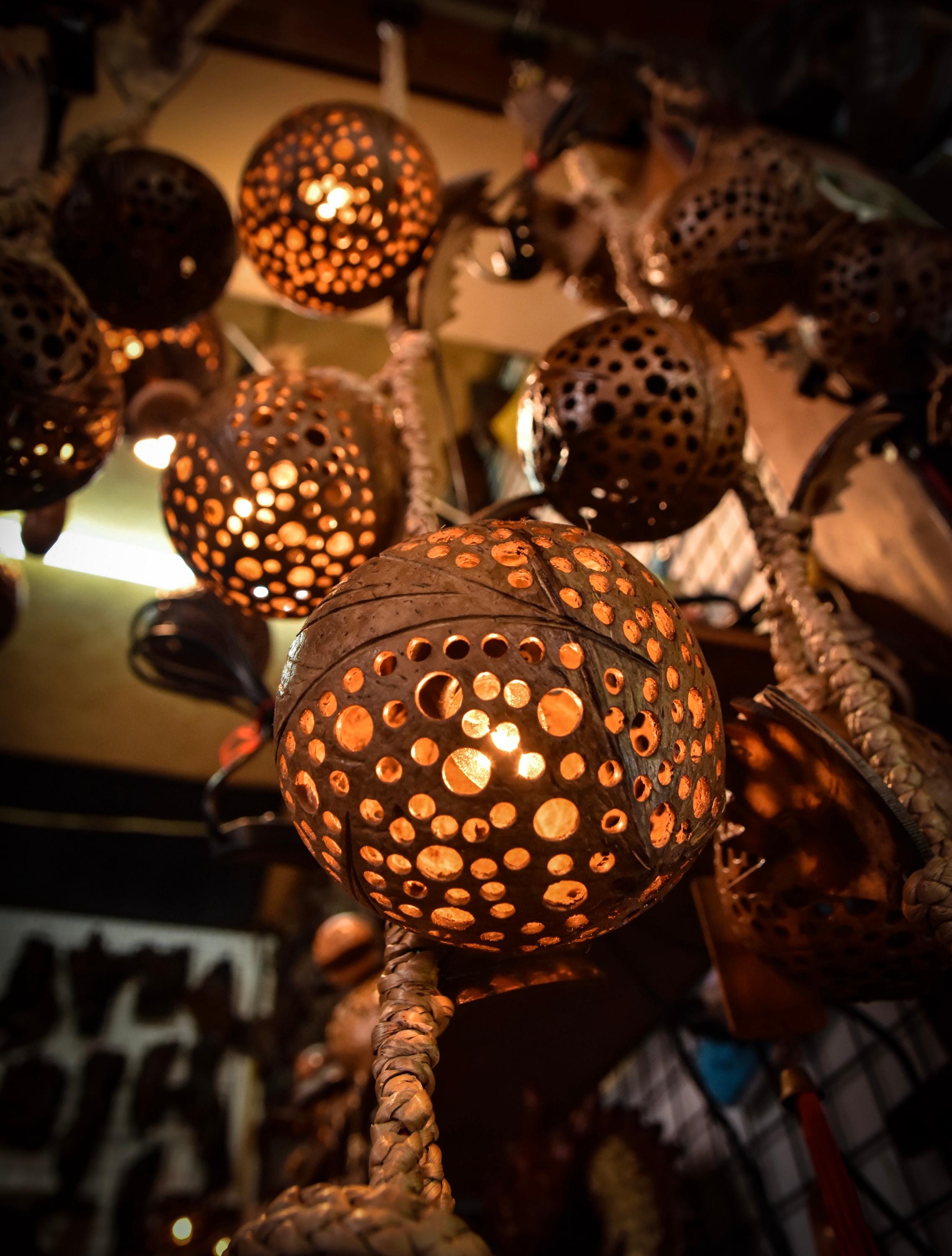 Coconut Shell String Handmade Coconut Shell String Lights – Boho Outdoor Patio Lights ...