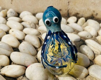 Cute Octopus Glass Pipe - Blue Pipes - Gift for Her