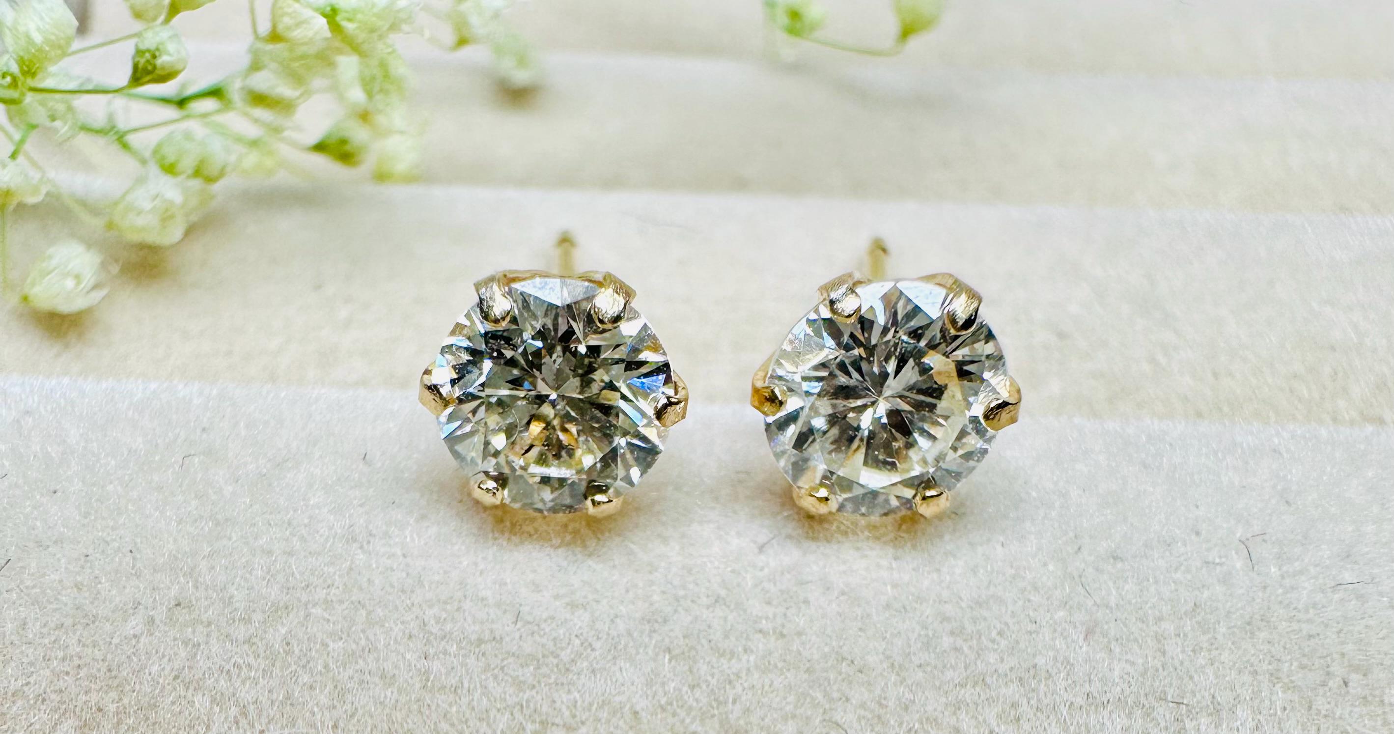 Diamond earrings gold 18k - Etsy 日本