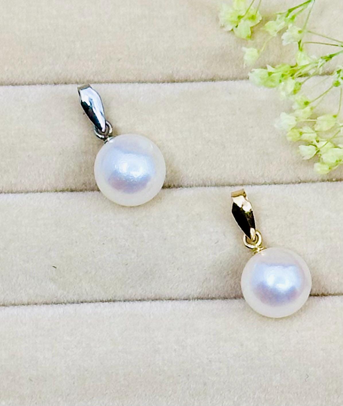 Collier Perles Akoya Japonaises Bleu Argenté - 8,5-9 Mm, Or 14 Carats, Neuf