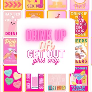Drinking Card Game Digital Download Bottoms up College/girls  Night/bachelorette Party/21st Birthday/party Game 