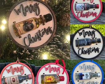 Mini Alcohol Bottle Christmas Ornaments: SVG Laser Cut Files (Digital Download)