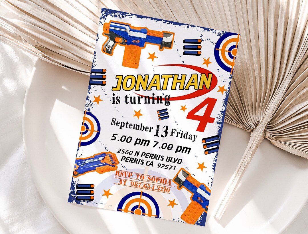 Kids Editable Nerf Birthday Invitation Template Printable - Etsy