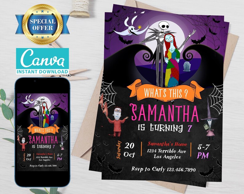 Editable Nightmare Before Christmas Birthday Invitation - Etsy