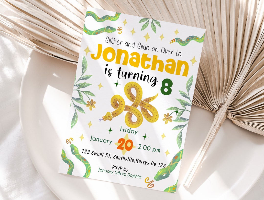 Editable Snake Birthday Invitation Template Printable - Etsy