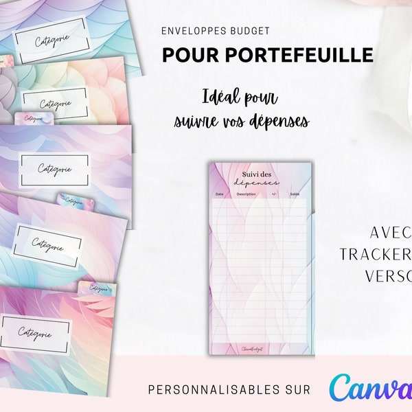 Lot de 5 Enveloppes Budgétaires pour Portefeuille Rainbow | Personnalisables sur Canva | Téléchargement Immédiat | à Imprimer et Plastifier