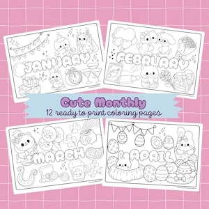 Monthly Coloring Pages Printable Cute 12 Months Coloring Sheet Kids Monthly Activity Cozy Calendar Months Cover Adult Landscape Coloring