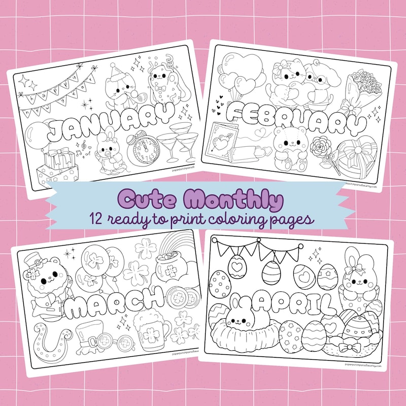 Adult Coloring Monthly Etsy