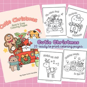 Bold and Easy Christmas Coloring Pages Printable Cute Holiday Coloring Sheets Kids Cozy Christmas Activity Santa Gingerbread Adult Coloring