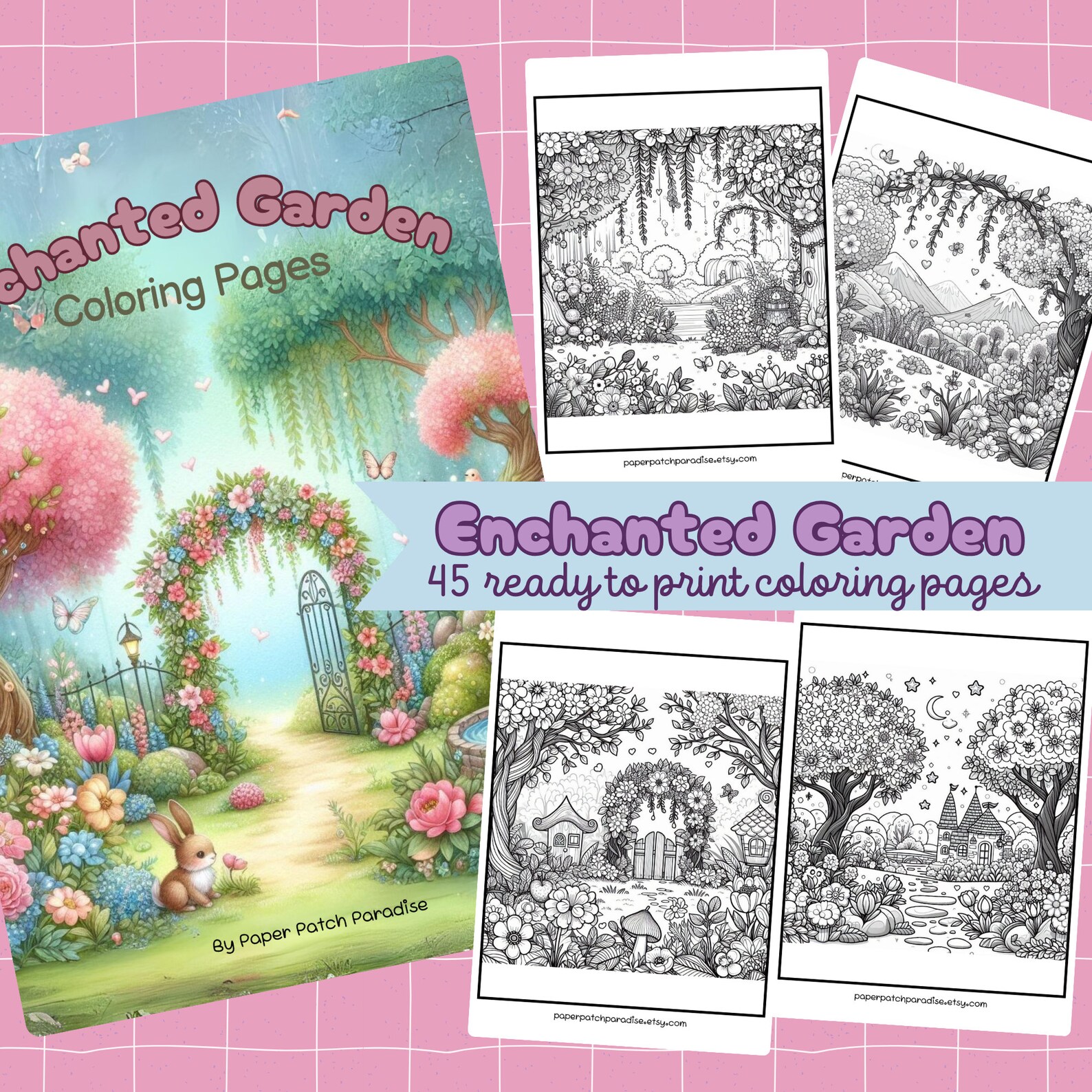Enchanted Garden Coloring Pages Printable Grayscale Coloring Sheets ...