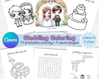 Wedding Coloring Pages Printable Wedding Activity Games for Kids Instant Download Personalized Cover Wedding Book DIY Wedding Keepsake