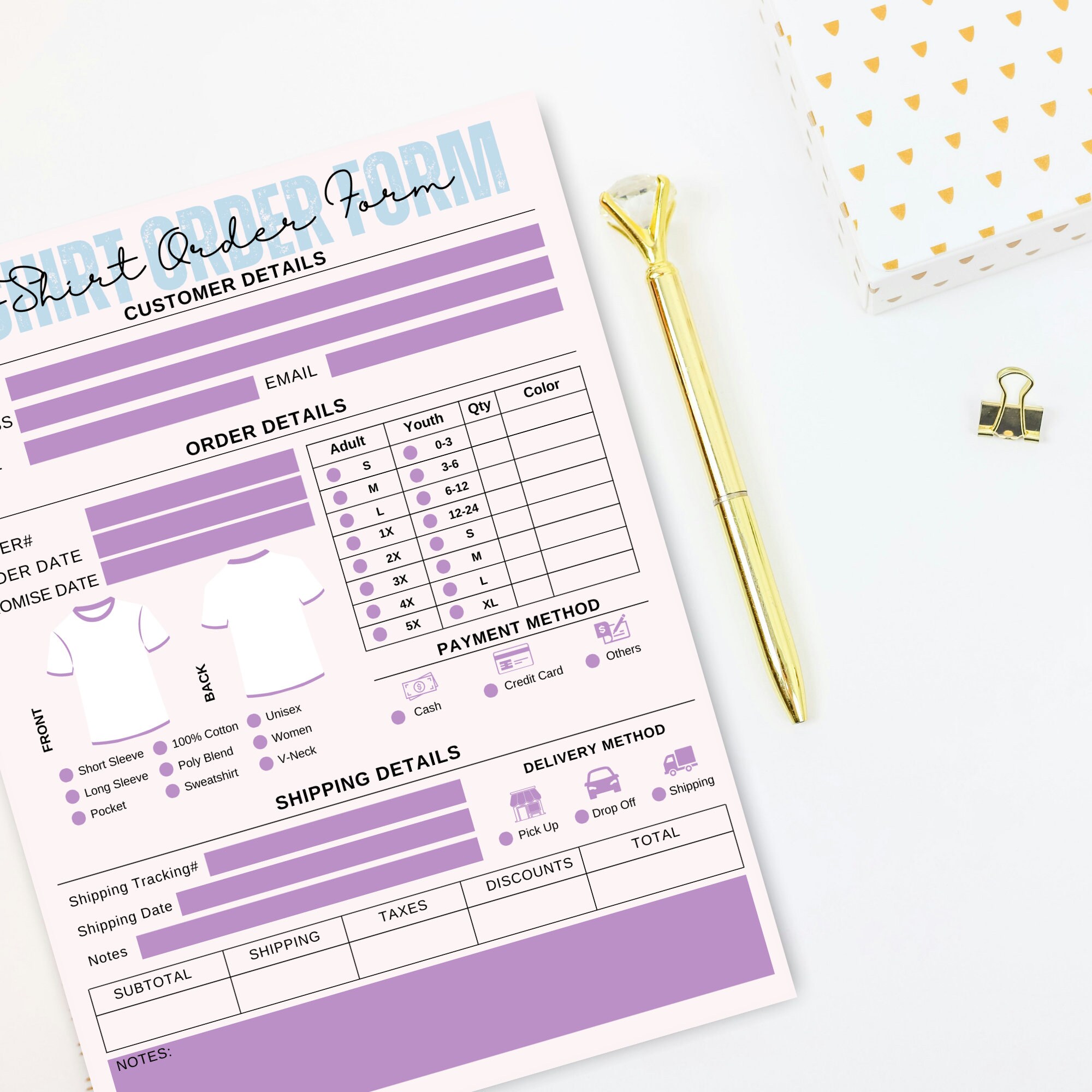 Tshirt Order Form Template Printable Small Business Forms Canva ...