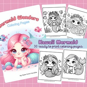 Mermaid Coloring Pages Printable Kawaii Mermaid Coloring Sheet Instant Download Fantasy Coloring Activity for Kids Ocean Coloring Book Adult