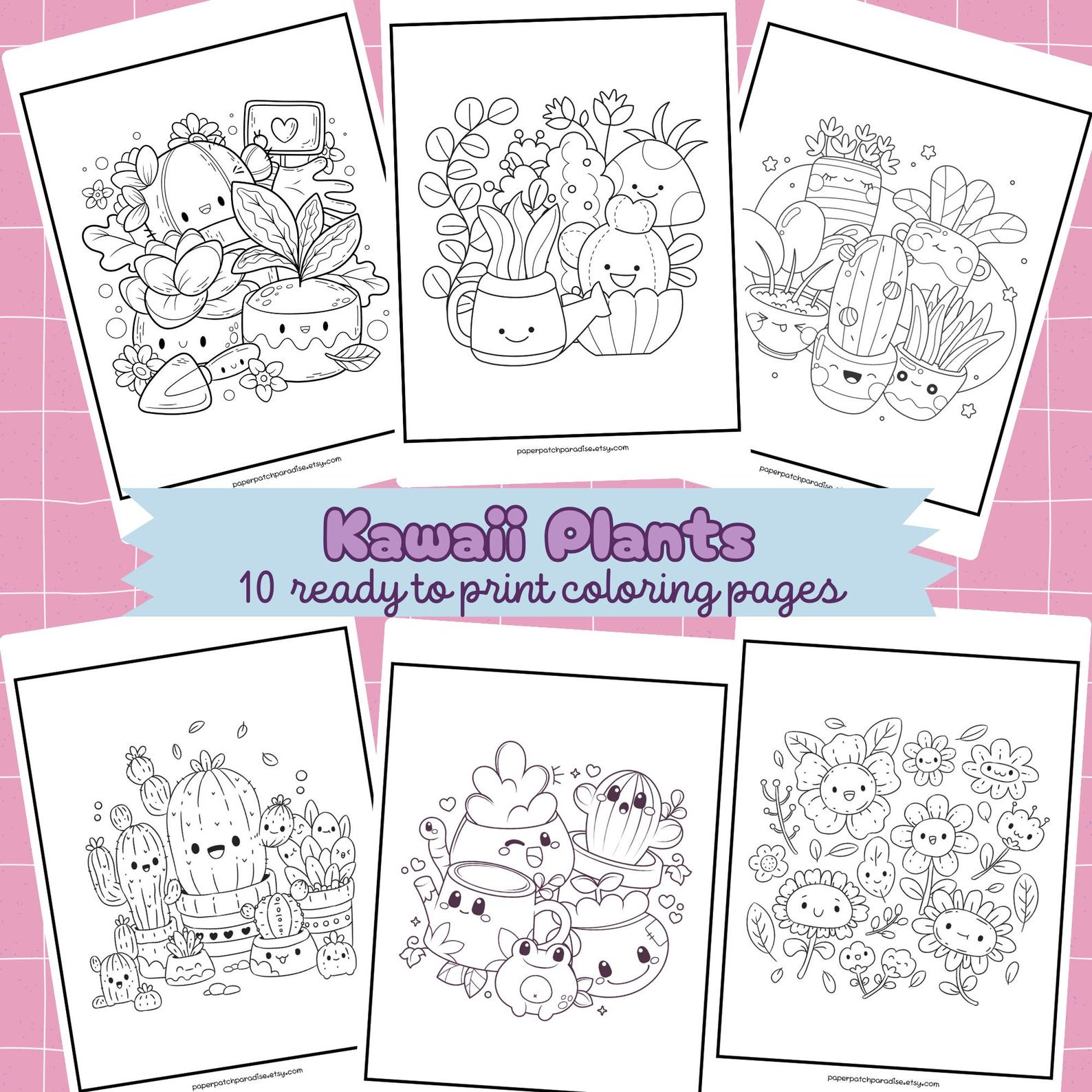 Kawaii Plants Coloring Pages Printable Cute Flower Coloring Sheets ...