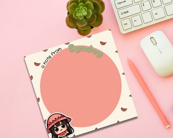 Custom Notepad Cute Watermelon Post-it Sticky Note Personalized Name Square Memo Pad Kawaii Stationery Office School Supplies Teacher Gift