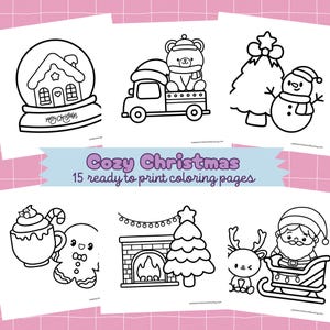 Cozy Christmas Coloring Pages Printable Bold Easy Holiday Coloring Sheets Kids Cute Christmas Activity Santa Gingerbread Adult Coloring Book