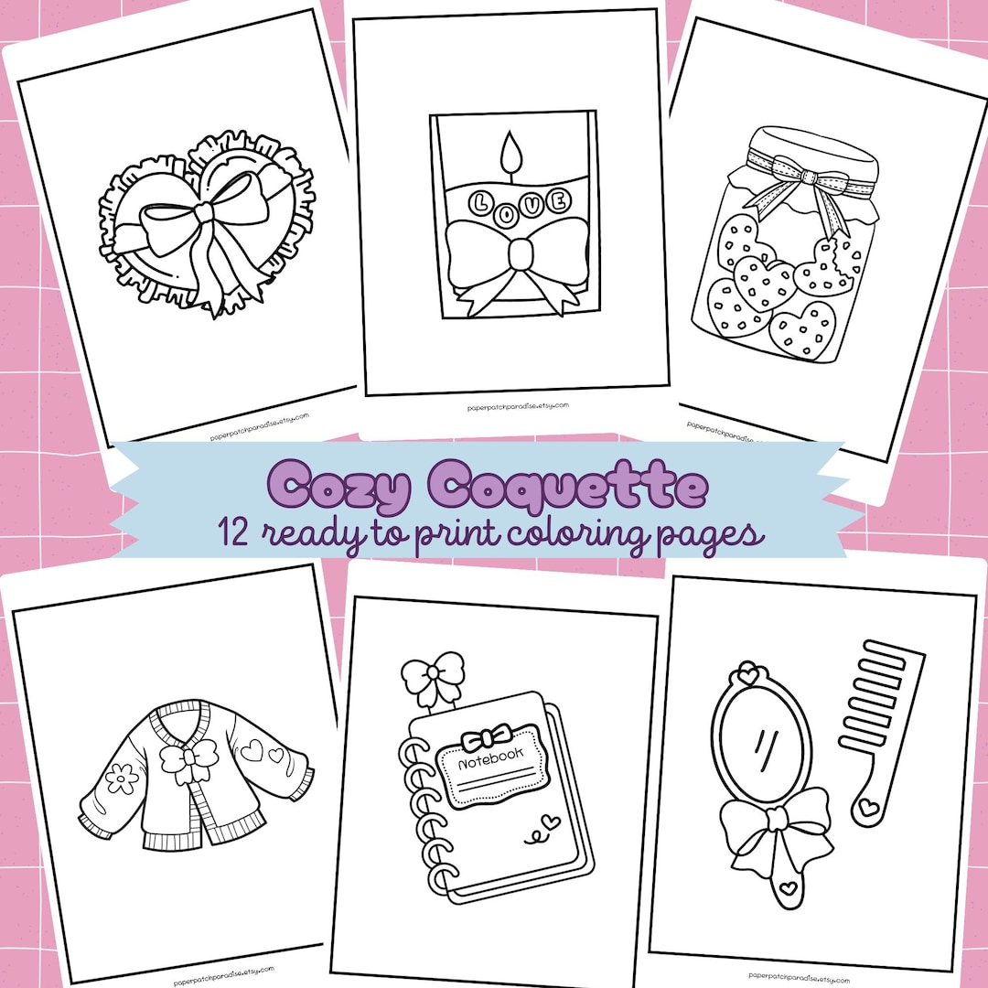 Cozy Coquette Coloring Pages Printable Cute Girly Coloring Sheets Bold ...
