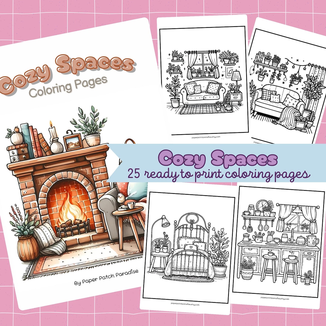 Cozy Spaces Coloring Pages Printable Home Interior Coloring Sheets Kids