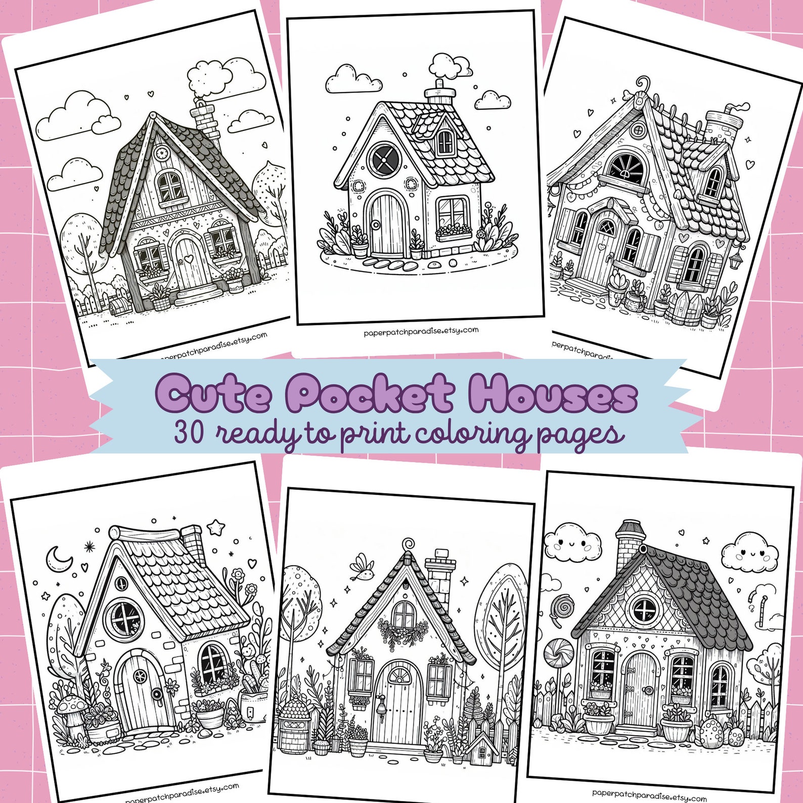 Pocket House Coloring Pages Printable Cute Tiny House Coloring Sheets ...