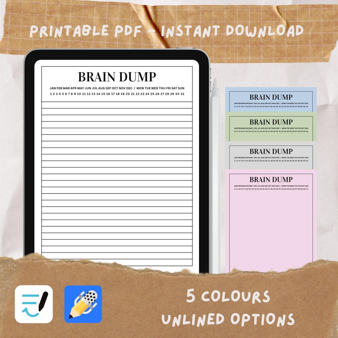 Brain Dump Template PRINTABLE STATIONERY - Etsy