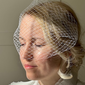 Bridal Veil Wedding Veil Birdcage Veil Vintage French Net White Short Bridal Veil Face Veil zdjęcie 1