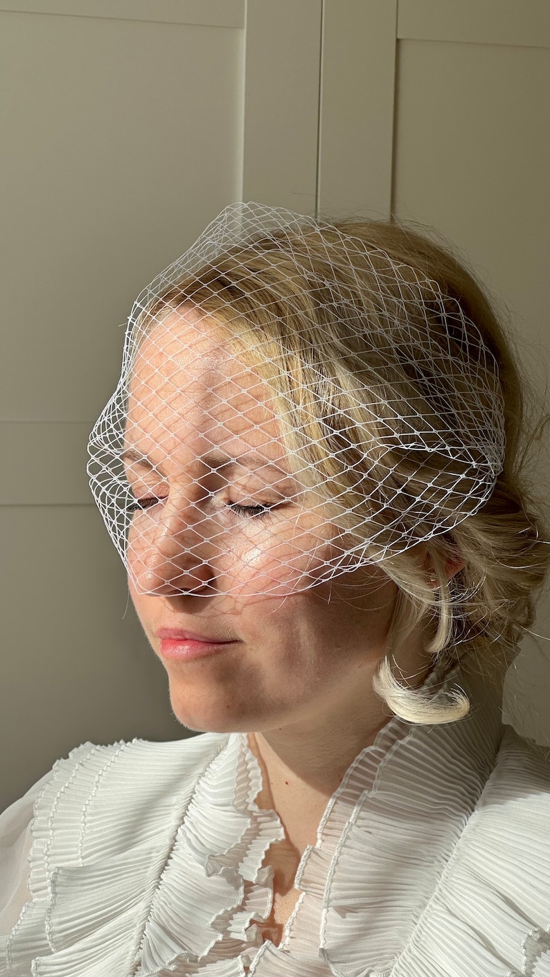 Bridal Veil Wedding Veil Birdcage Veil Vintage French Net White Short Bridal Veil Face Veil zdjęcie 1