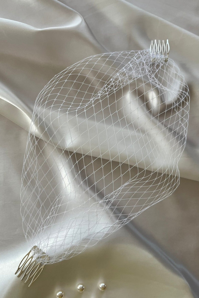 Bridal Veil Wedding Veil Birdcage Veil Vintage French Net White Short Bridal Veil Face Veil zdjęcie 3