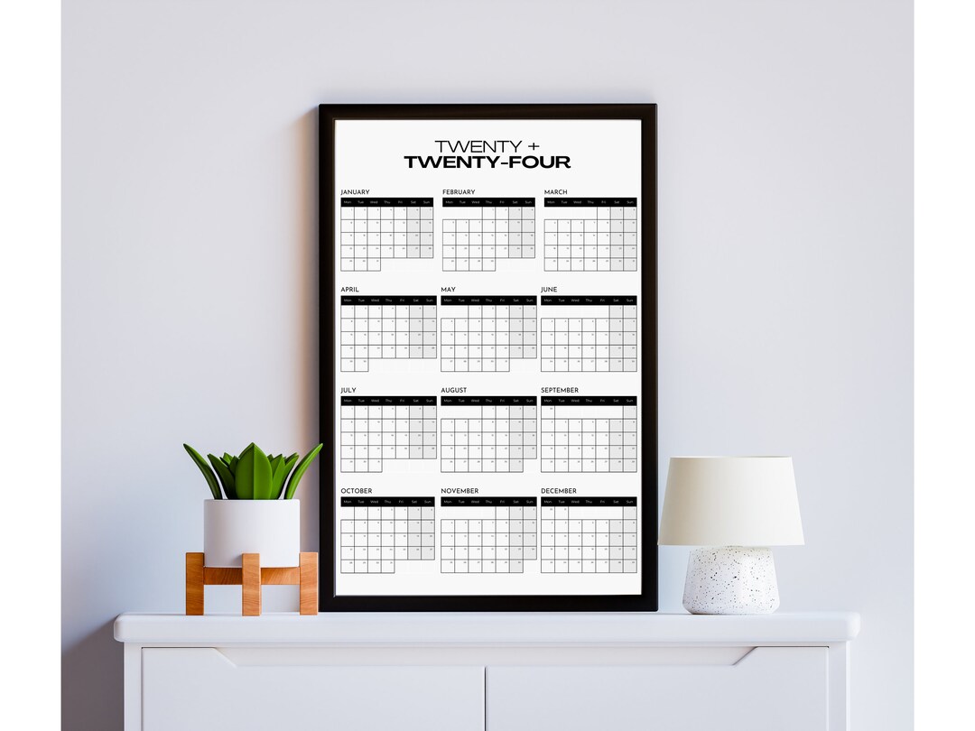 2024 Printable Whole Year Wall Calendar - Etsy