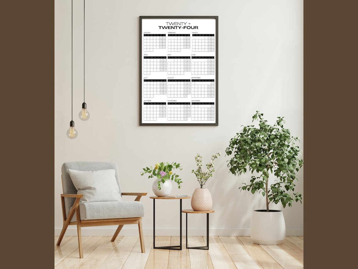 2024 Printable Whole Year Wall Calendar - Etsy