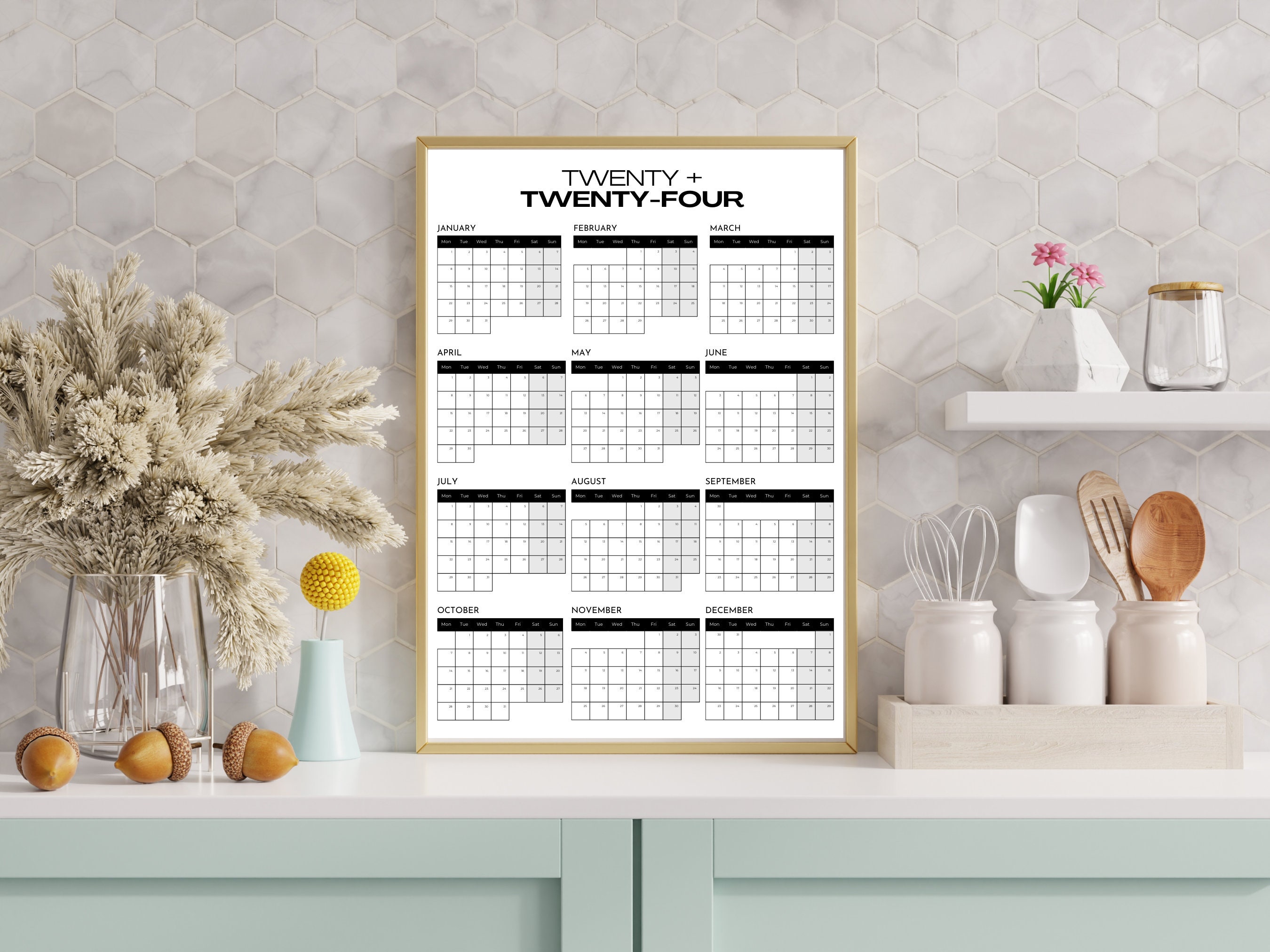2024 Printable Whole Year Wall Calendar - Etsy
